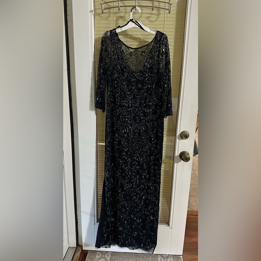 Hijabi Friendly Modest Navy Blue Beaded Dress